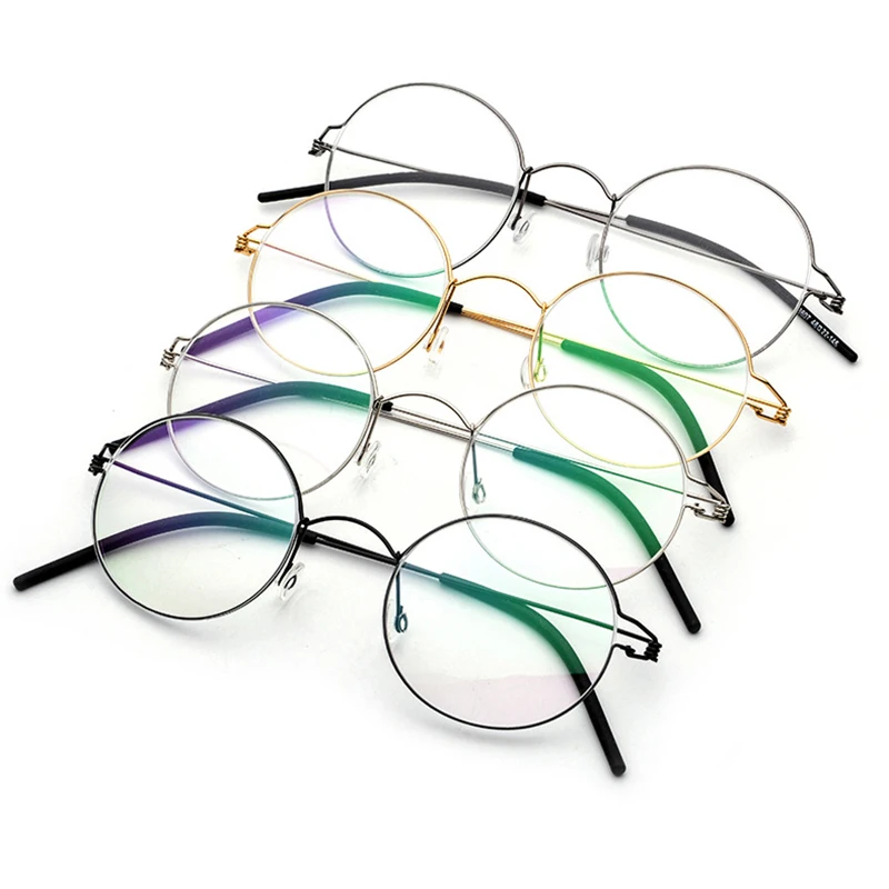 Screwless Eyewear Titanium Alloy Eyeglasses Women Ultralight Round Myopia Optical Frame Denmark Korean Prescription Glasses