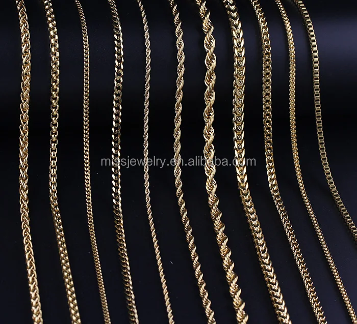 6161 Stainless Steel Real Gold Chain Necklace 18k Jewelry