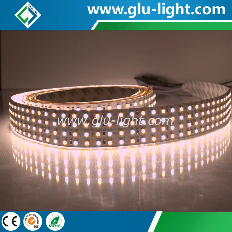 Superhigh brightness W+WW CCT tunable 3528 led strip, quad row 3528 led strip Bi color 480leds/m