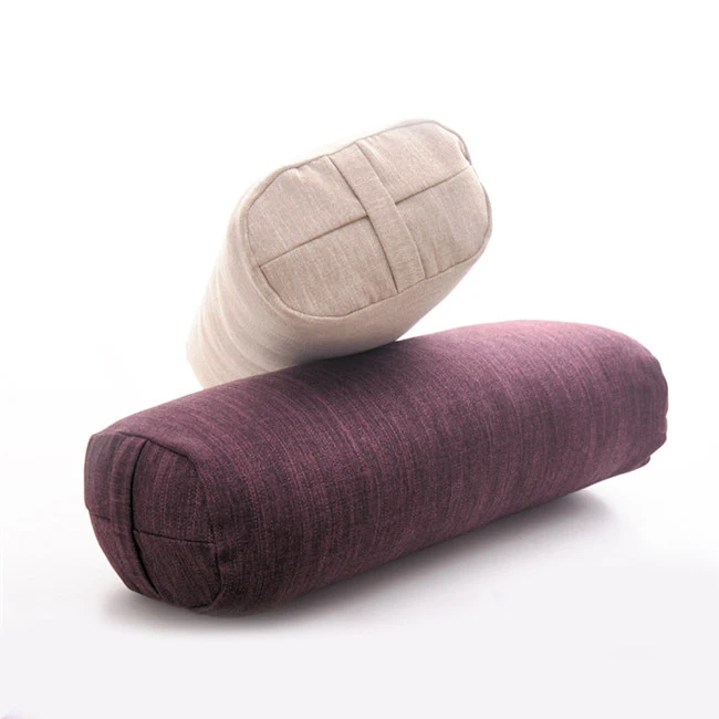 Hot Selling Round Rectangular Shape Organic Yoga Bolster Meditation Pilates Yoga Pillow Buckwheat Cotton Inside