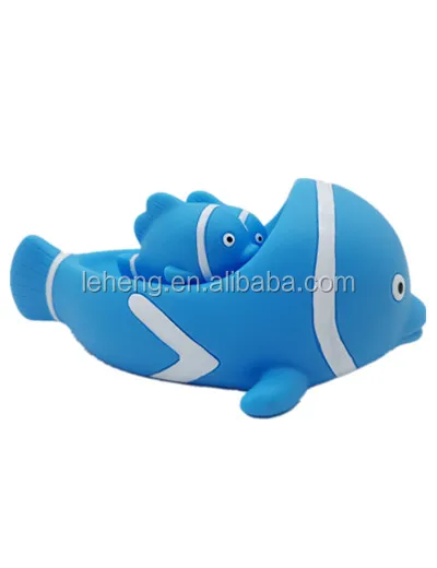Yiwu plastic non-toxic soft baby shower mother&son blue fish bath toys for kids