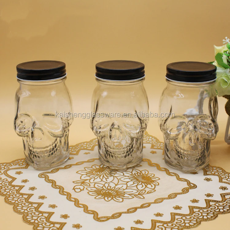 
Sublimation Drinking Without Handle Skull Shaped Beer Glass jar 