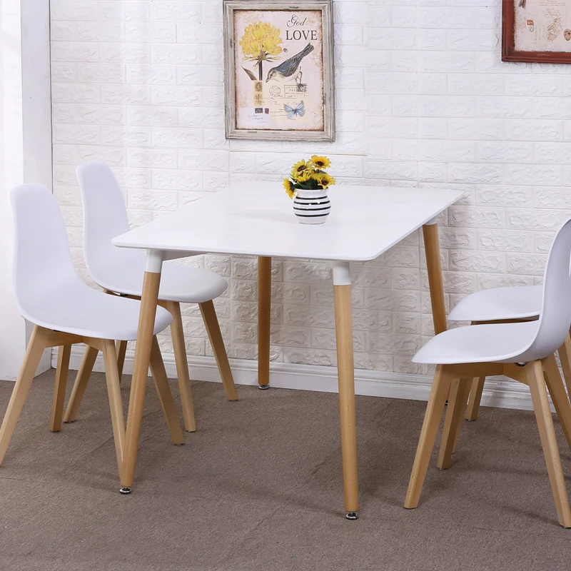 Hot selling modern kitchen plastic dining chair with wooden legs