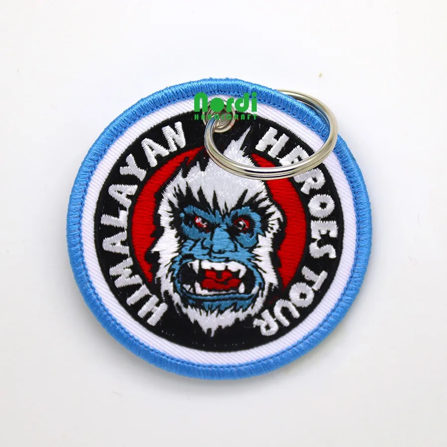 New Design Custom Motorcycle Woven Keychain Embroidered Logo Embroidery Key Chain Key Ring With Double Sided Logo