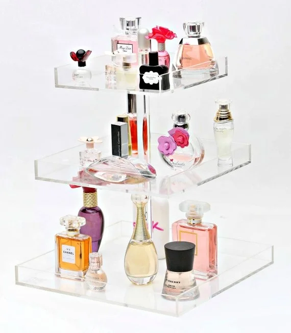 Customized acrylic 3 tier perfume display stand wholesale
