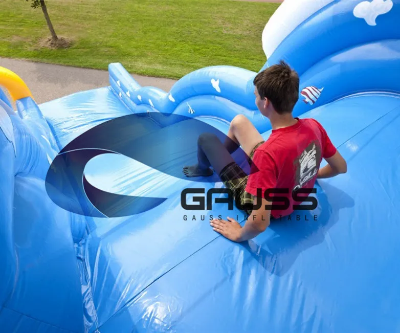 Hot sale blue color water inflatable bouncer slide the city inflatable water slide with pool