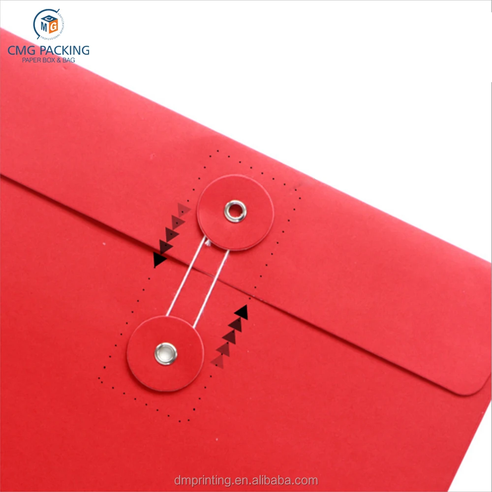 Custom Fancy Design Printing Mini Black Brown Kraft Envelope With Button And String Closure