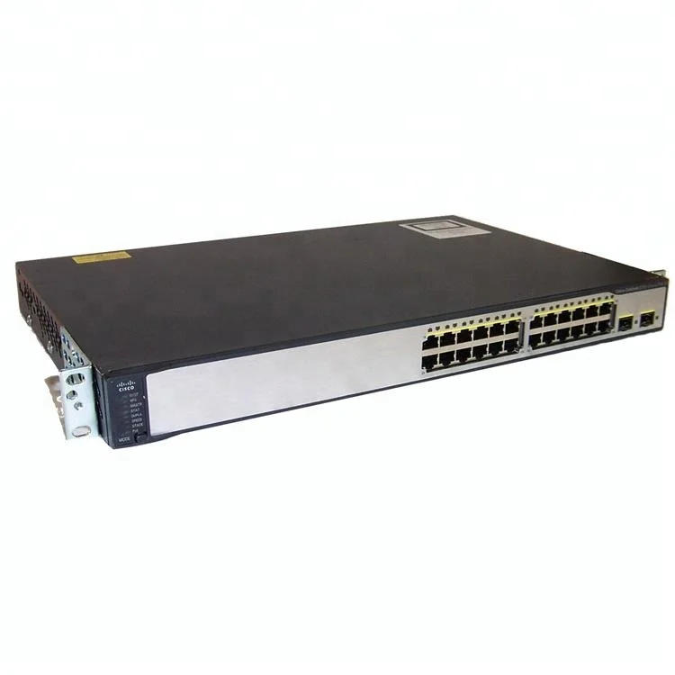 Original New Cis co Switch 3750V2 24 Ports PoE Ethernet Switch WS-C3750V2-24PS-E