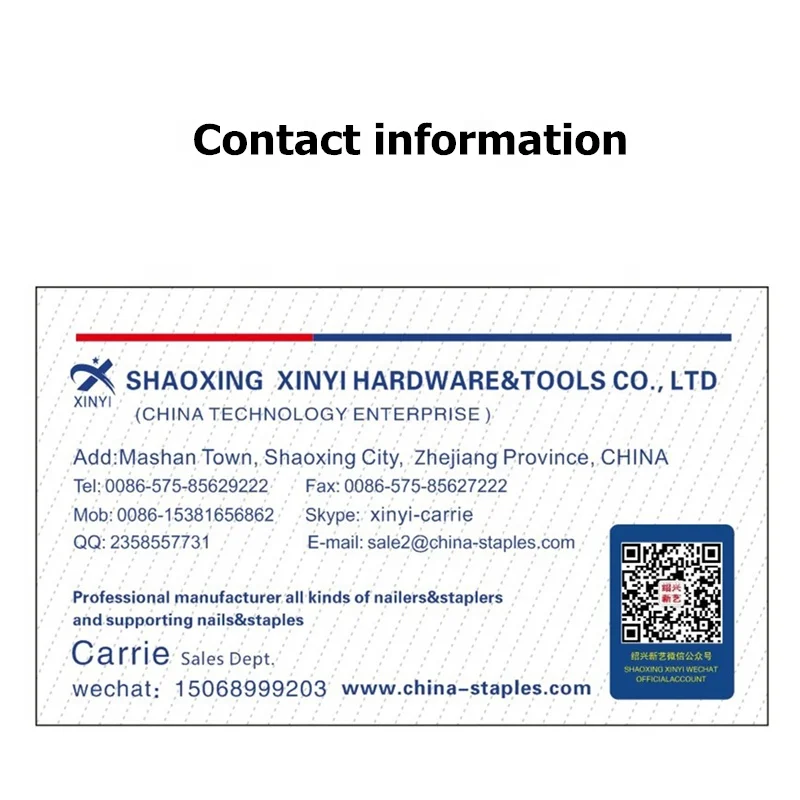 XINYI medium-carbon staples K407 K410 K413 K416 high-carbon brad nail F12 F15 F20 K410 K413 18ga staple pin