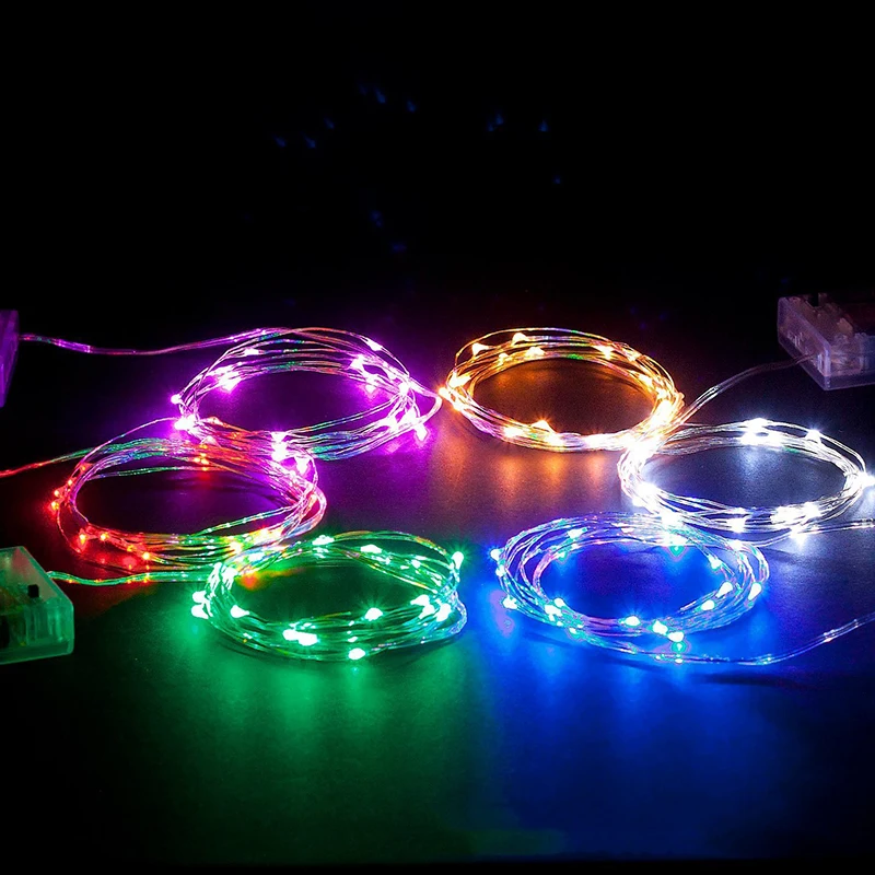 3 AA Battery Powered 5M 10M 50 100 LED Mirco Rice LED Warm White Copper Wire Fairy Light Strings For Decorate
