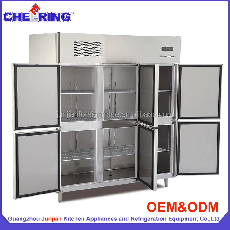 kitchen manufacturer refrigeration equipment fan cooling 3 door stainless steel commercial meat refrigerator showcase
