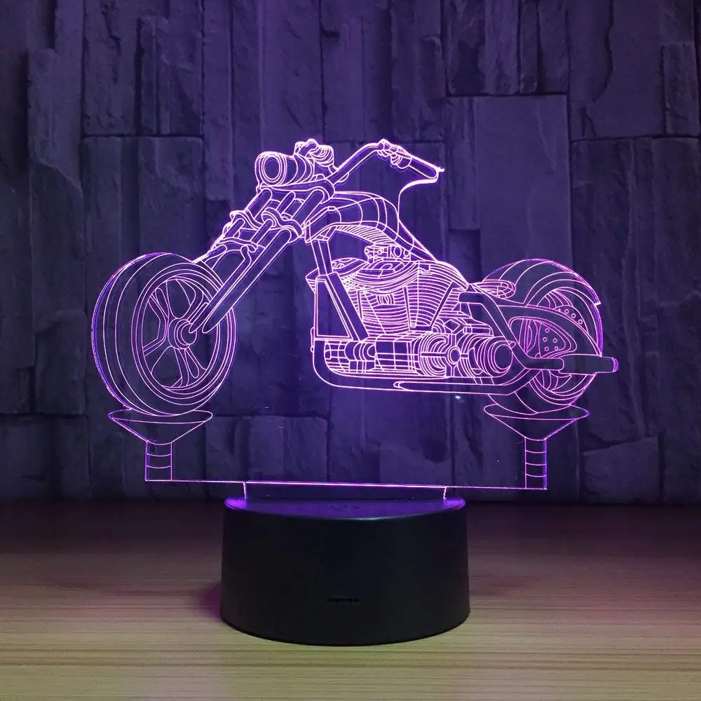 Motorcycle 3D Optical Illusion Lamp 7 Colors Change LED Night Light Toys for Children Kids