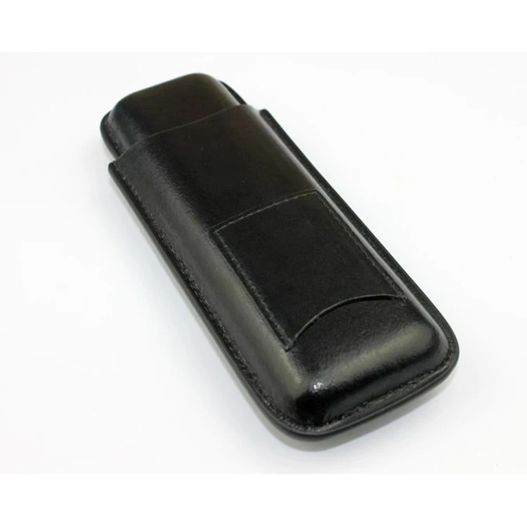 Custom 2-Finger PU Leather Cigar Case Humidor Travel Holder