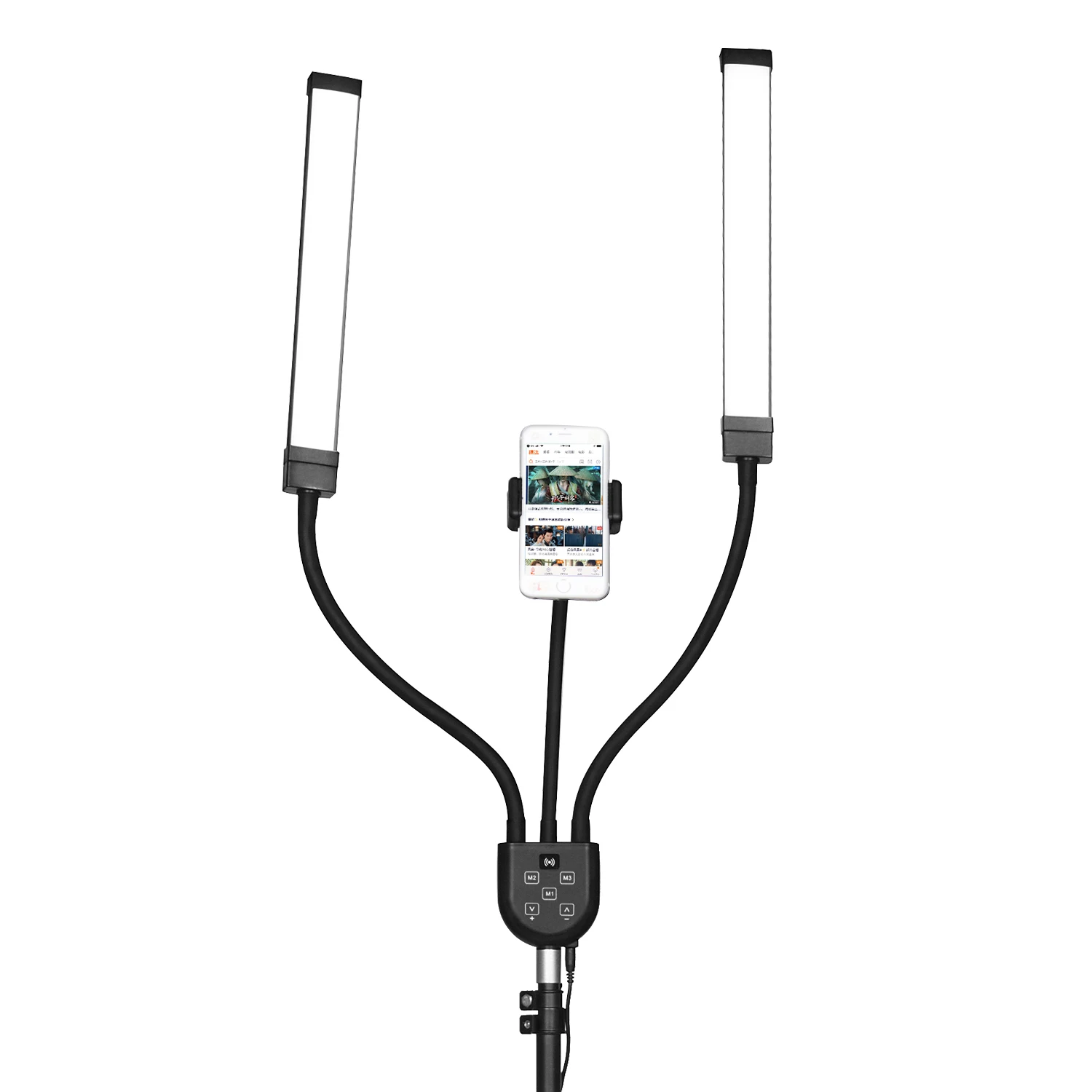 Remote control beauty floor lamp dual lamp head with USB and bracket to keep phones LED lamp lashes