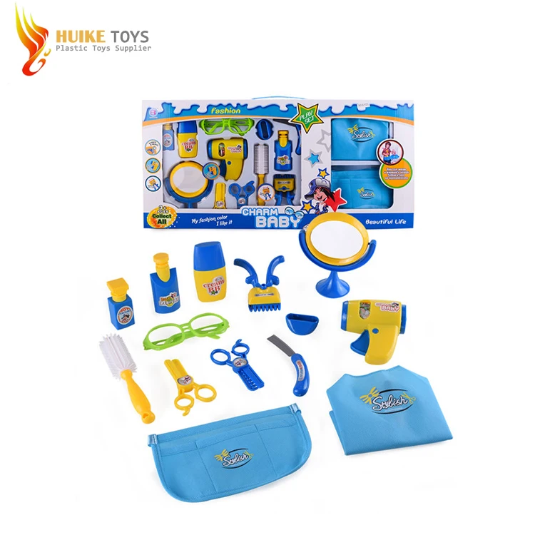 Fashion Boys Beauty Blue Hair Play Toys Set Plastic Electric Hair Dryer Toy Set