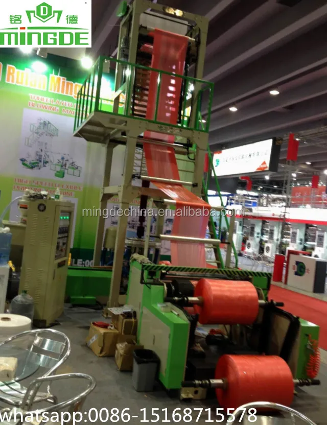 Multi color screw two color striped extruder HDPE film blowing machinery double color winder blown film extruder machine