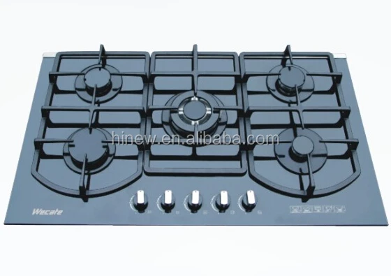 High quality  LPG or NG tempered 5 burners gas hobs