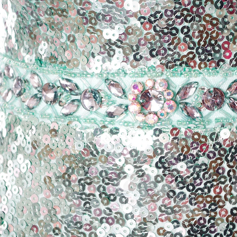 Formal party gown green backless sexy sequin long evening dresses