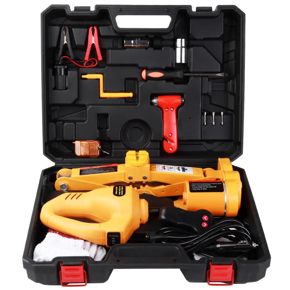 CE ISO Professional Portable Chinese Supplier OEM DC12V 2T Durable Electric Scissor Car Jack and Impact Wrench for Quick Repair