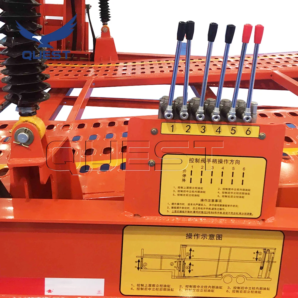 Single Tyre 2 Axles Car Carrier Semi Trailer Vehicle Transport Car Carrying Trailer Truck Trailer 2 Pieces 13T FUWA Axle Steel