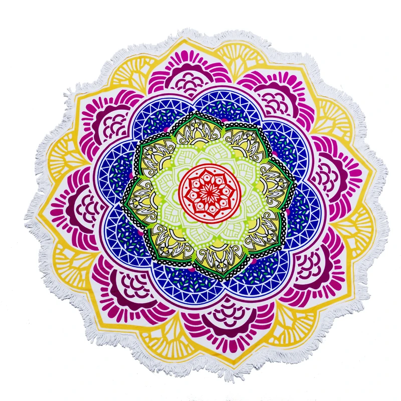 Круглое пляжное полотенце хорошего качества из хлопка в богемном стиле для улицы