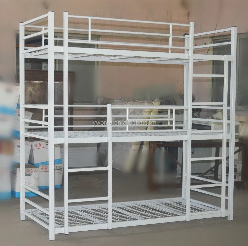 high quality home dormitory steel 3 layer 3 sleepers triple metal bunk bed sale
