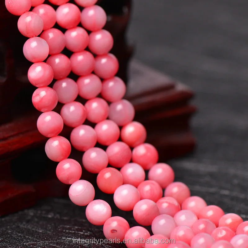 
6mm special natural pink tridacna beads, gemstone loose, wholesale gemstone beads 