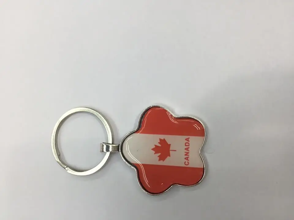 Custom Metal Canada Maple leaf Keychain,  Canada flag  keychain