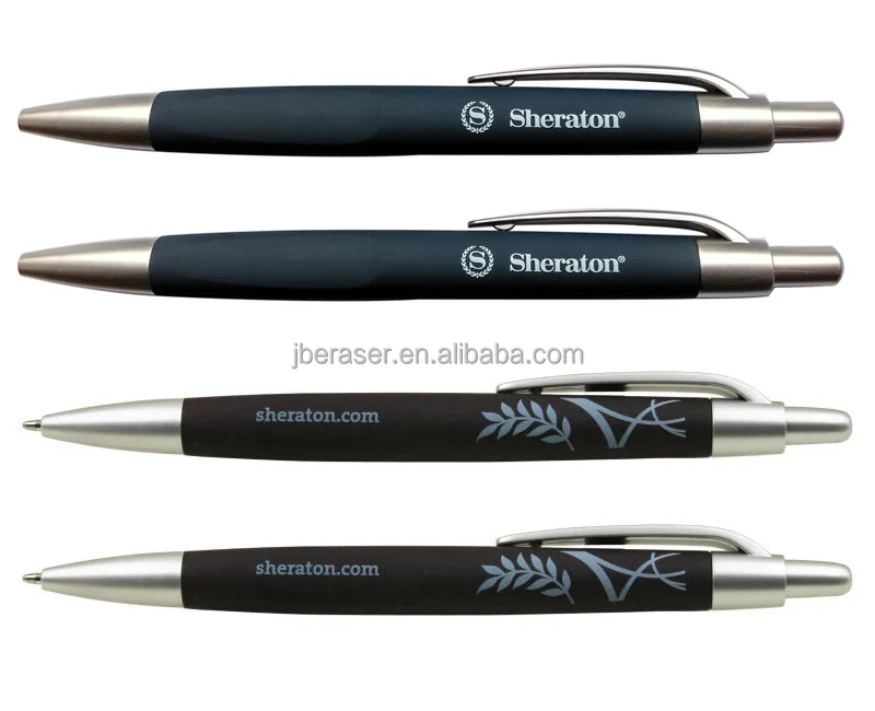 
retractable rubber sprayed Sheraton hotel plastic ball pen 