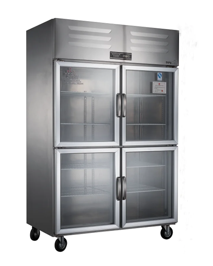 
1000L Double glass door commercial refrigerator freezer compressor 