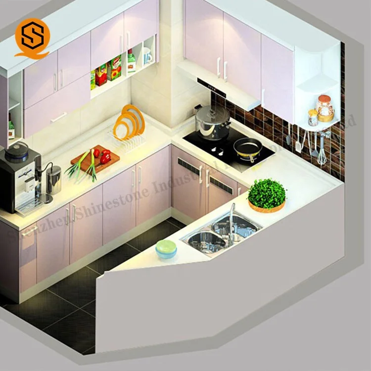 U shape kitchen counter quartz stone kitchen counter top tile