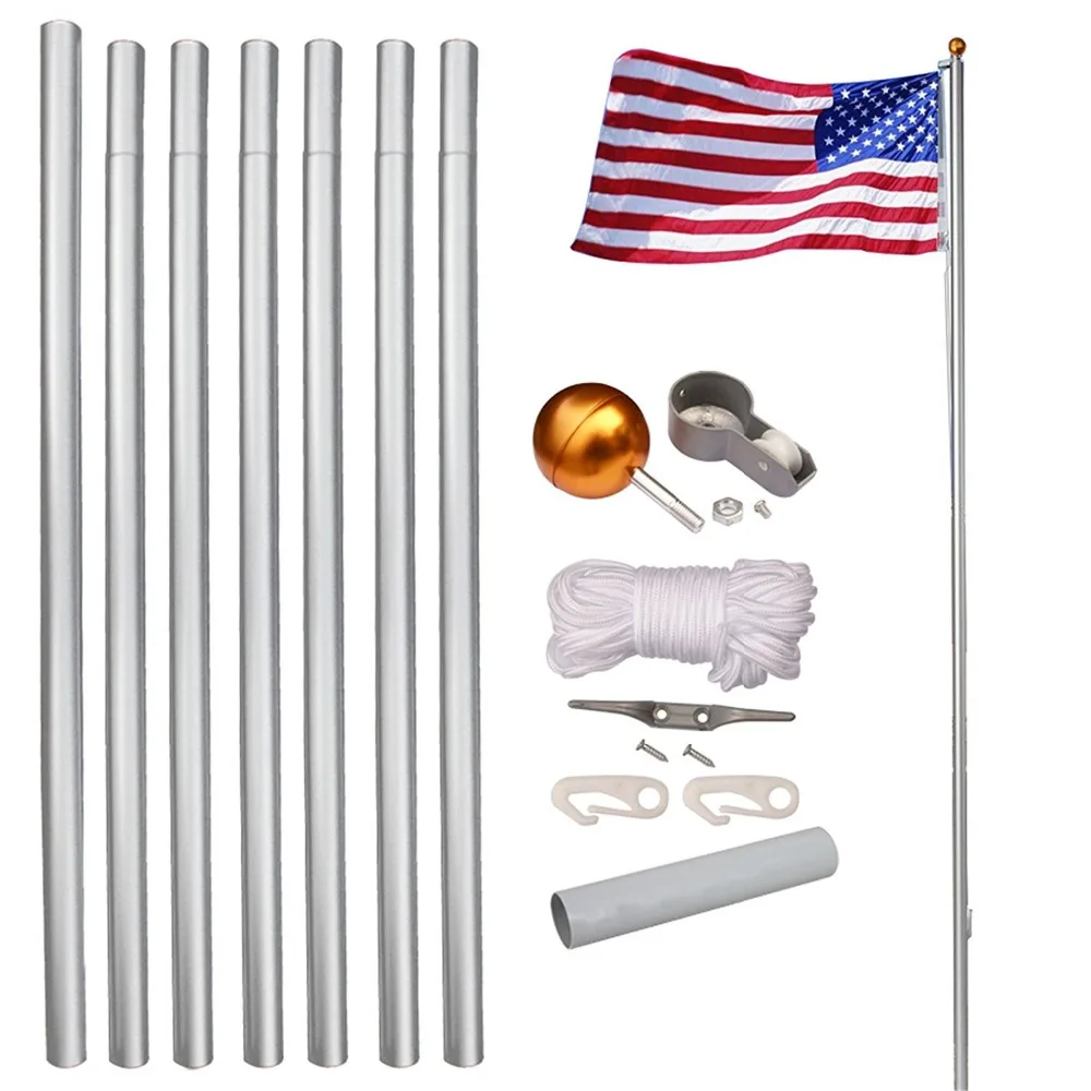 HIght Quality 16 20 25Ft Sectional Flagpole Kit Aluminum Flag Pole for Outdoor with Gold Ball