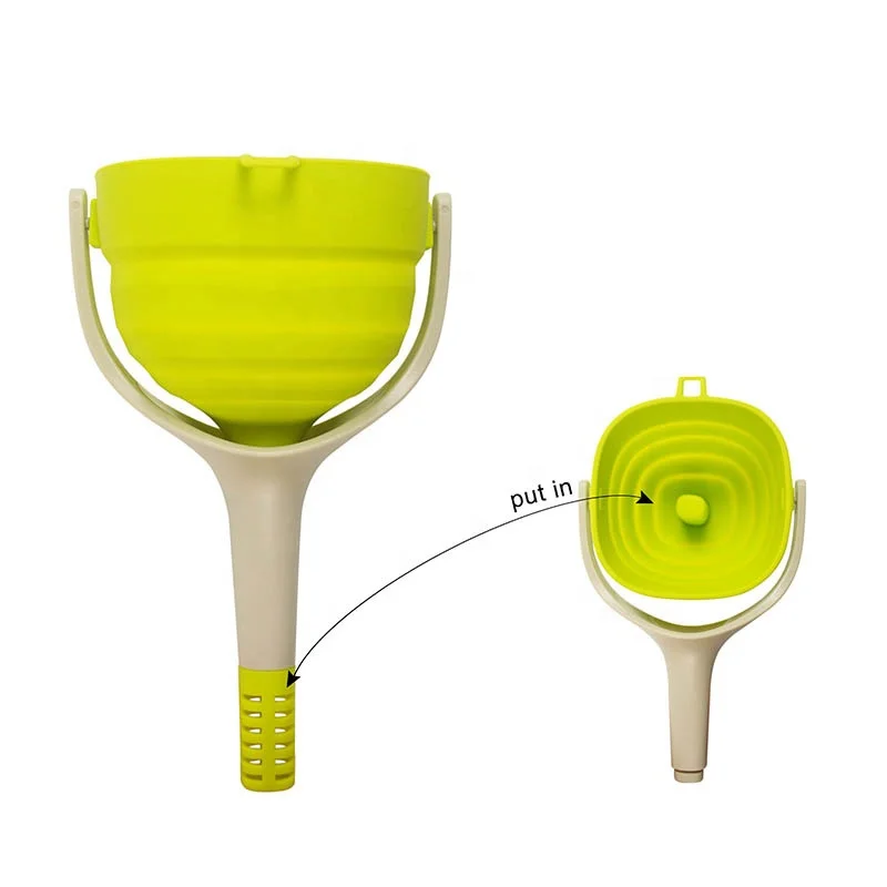 3 Pieces Kitchen Accessories Gadget Silicone Collapsible Oil Funnel Kitchen Folding Funnel for Liquid Transfer