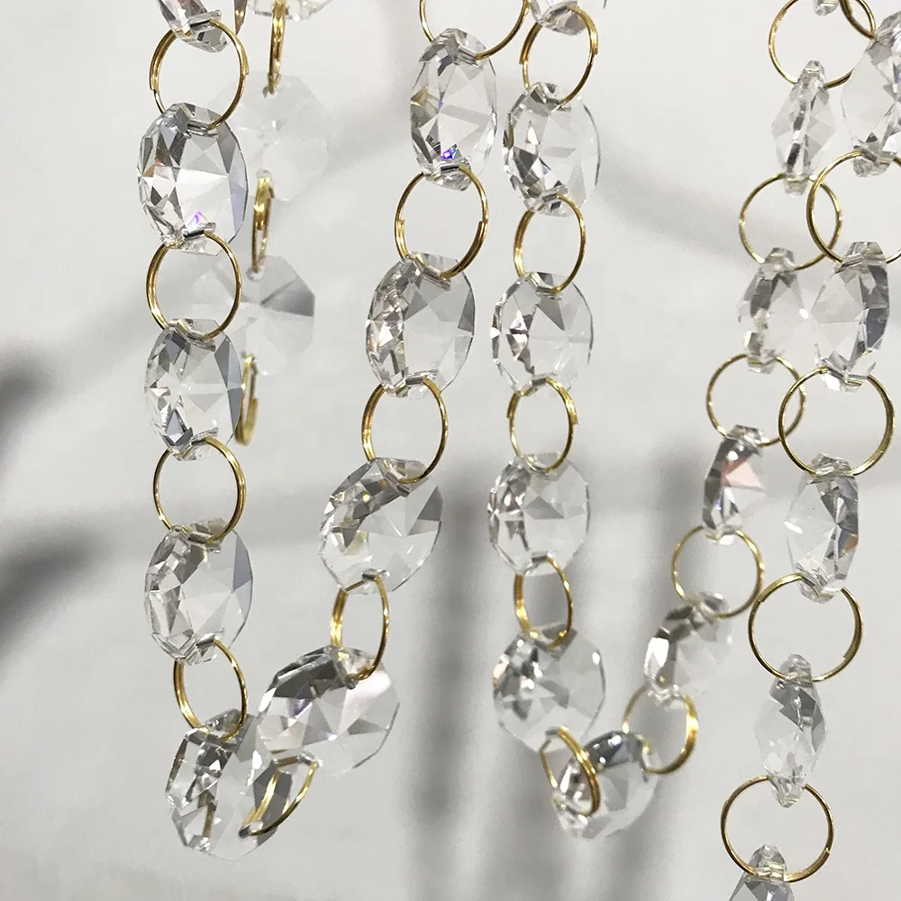 
Clear Glass Crystal Bead Strand Garland Chain Meters for Chandelier Curtain Wedding Home Decor 