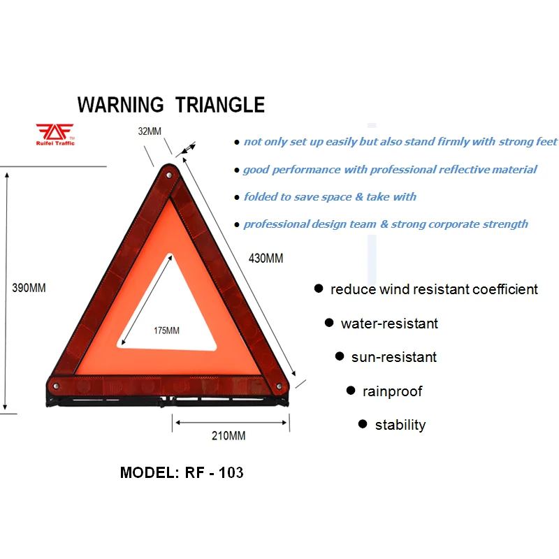 Cheap Price High Visibility Reflective Emergency Safety Warning Triangle For Car Or Truck