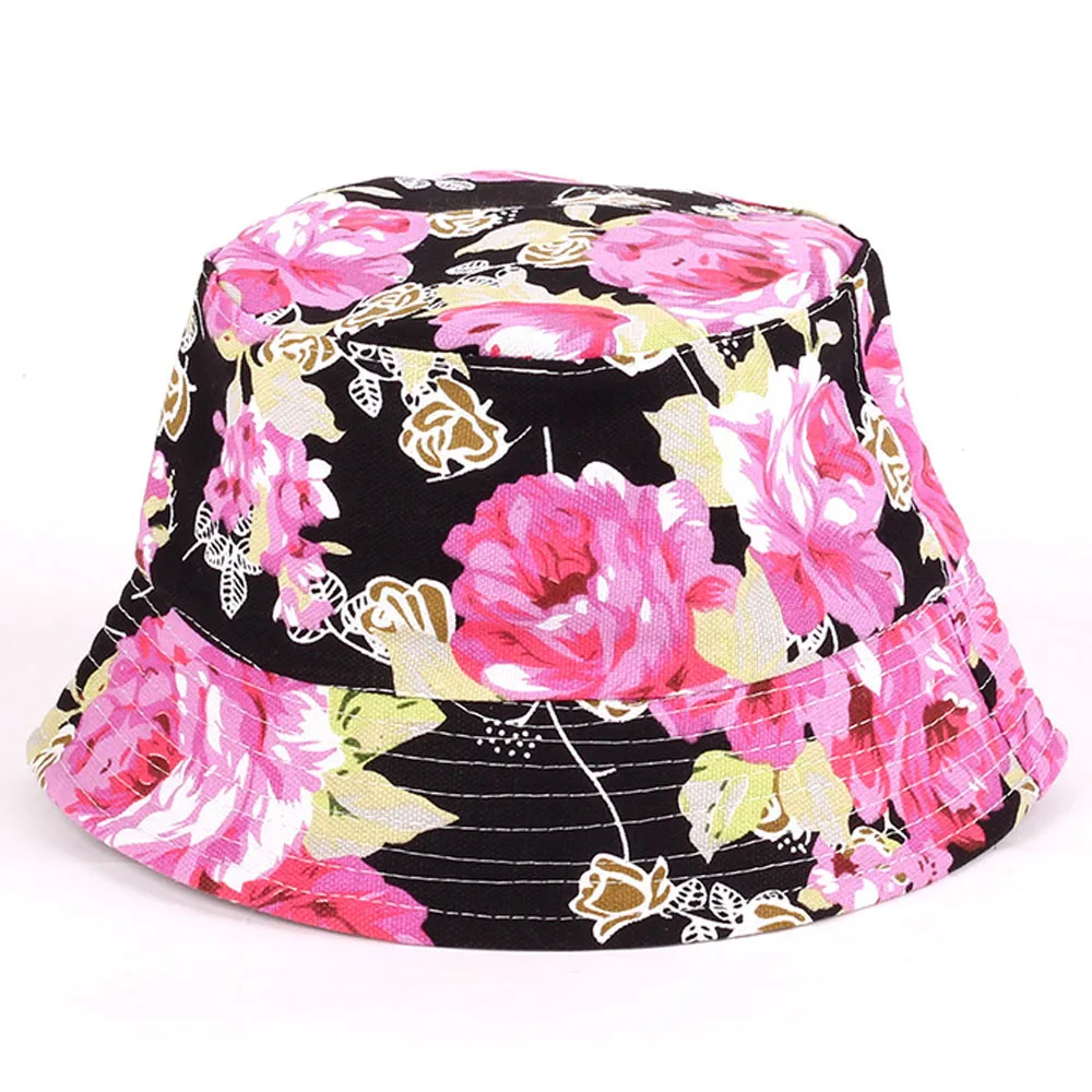 
Women Cotton Summer funny cheap Bucket Hat for Women floral printing Bucket Hats 