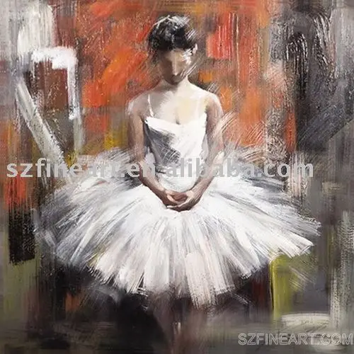 Morden design Hot seller impressionist canvas handmade abstract ballerina oil painting of Beautiful girl