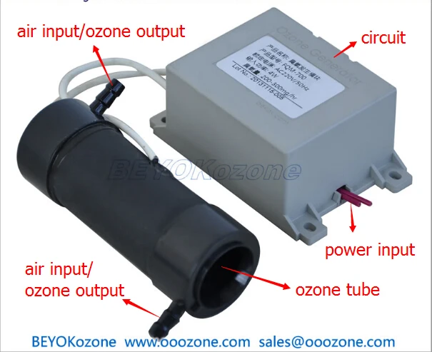  FQM-700 12V Quartz Glass Tube Ozone Generator for disinfection with
