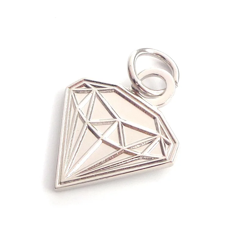 Custom Made Printed Gift Silver Jewelry Diamond Shape Metal Tags