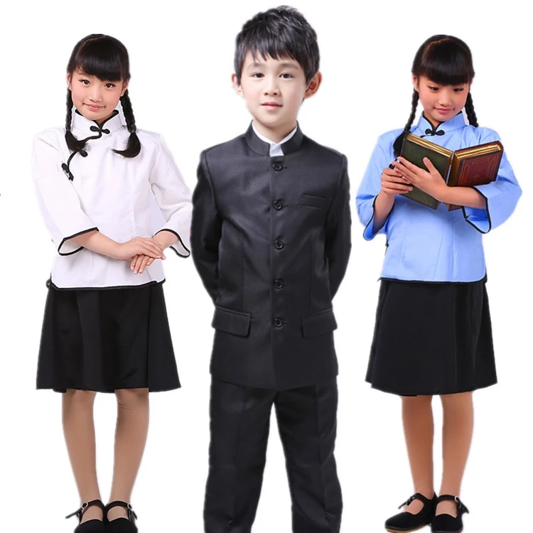 
Chinese Zhongshan suit school traditional uniform for boys & girls ethnic costume performance wear for drama wholesale 
