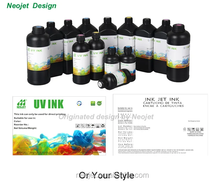 Print-Rite better 1 liter uv curable ink for industrial Ricoh gen 5 head uv flatbed direct printer reflective ink
