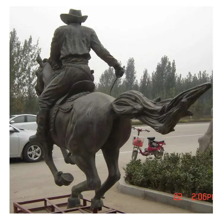 Garden decoration life size cast bronze horse rider statues horseman brass sculptures