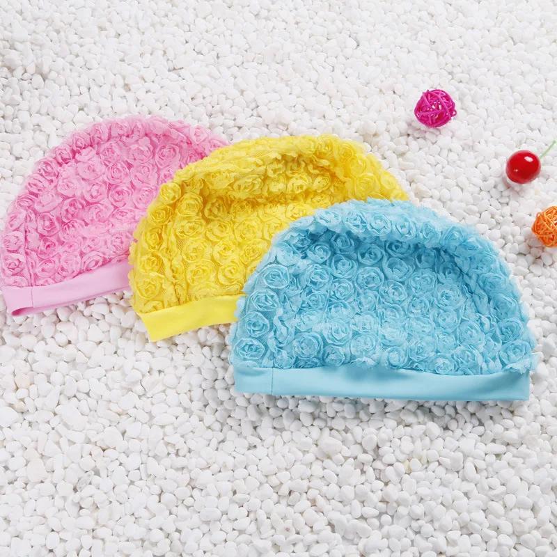 Разрезанная маленькая Цветочная шапочка для плавания из полиэстера для девочек