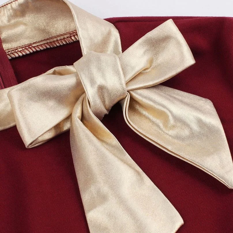 2019 Solid Women Retro Dress Short Sleeves Pleated Vintage Dress