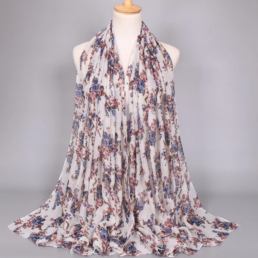 
Zakiyyah BS389 Pashmina Scarf Turkish Hijab Floral Design For Muslim Girl Islamic Women Shawls 