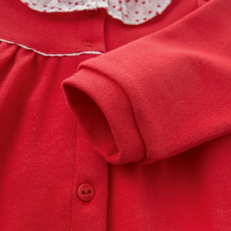 DB7365 dave bella spring baby girls clothing sets kids red suit children toddler outfits infant high quality clothes