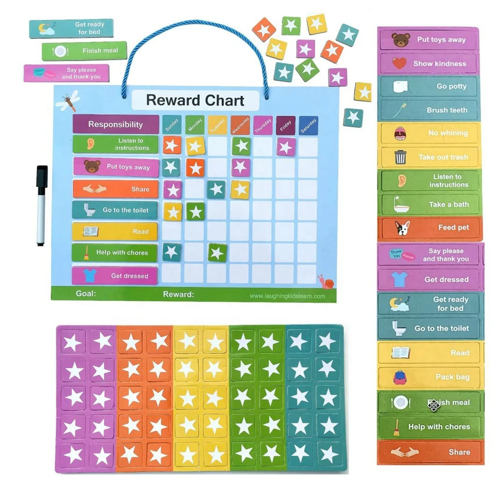 Custom Kids Responsability Behavior Magnetic Reward Chart