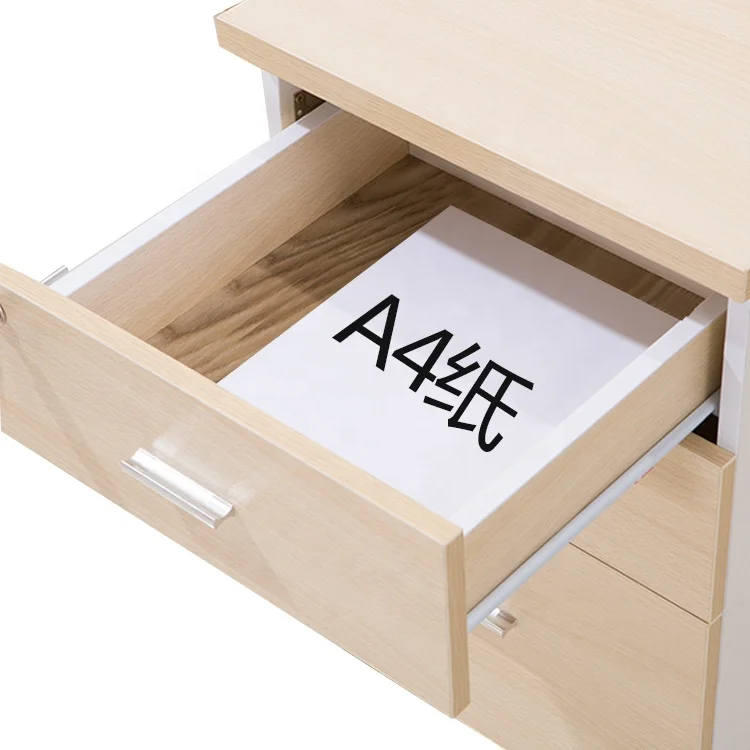 Поставщик офисной мебели, деревянный подвижный шкаф с 3 ящиками для хранения на заказ