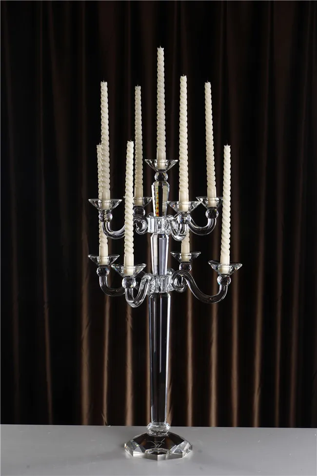 9 arms glass crystal candelabra for wedding table centerpieces