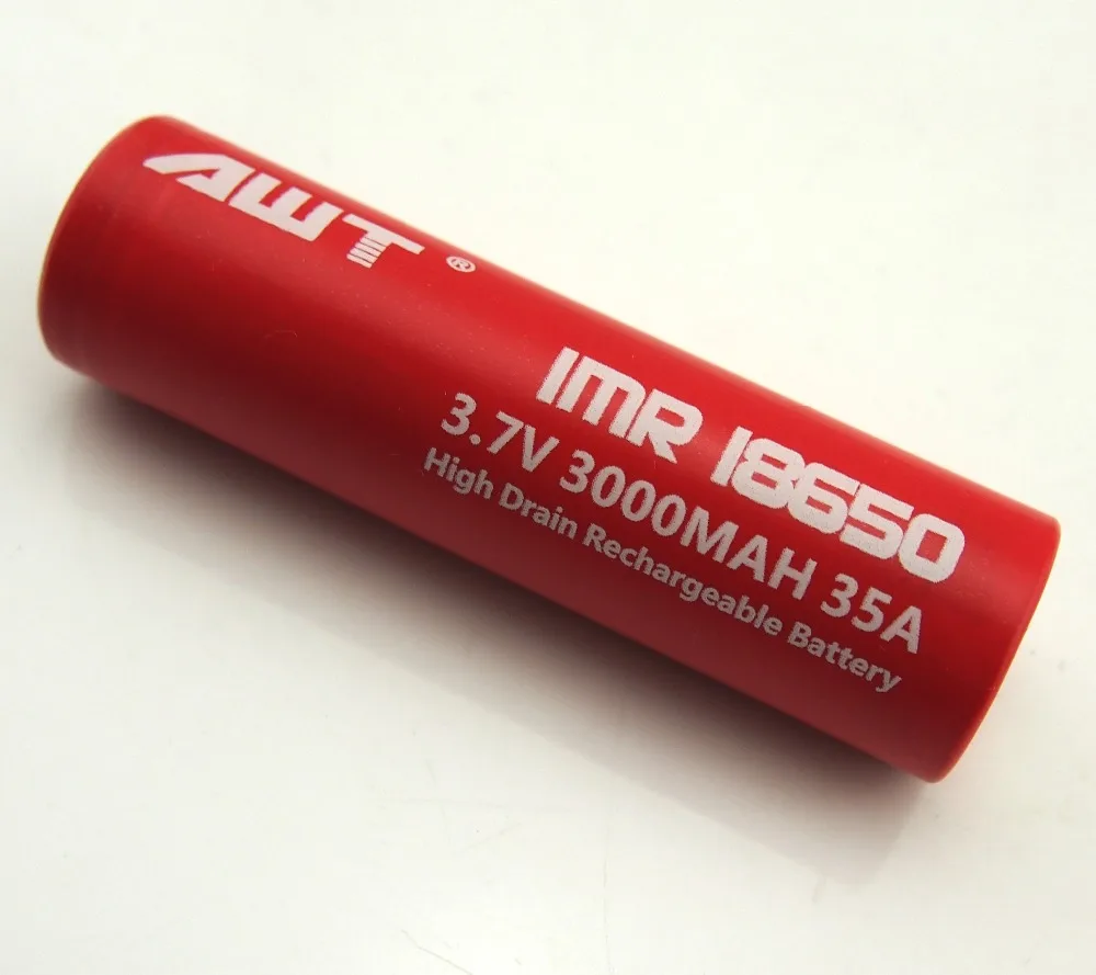AWT 18650 IMR battery for vap mod 3.7V 3000mAh 35A li-ion battery for mod dna 200 watt box mod e pipe